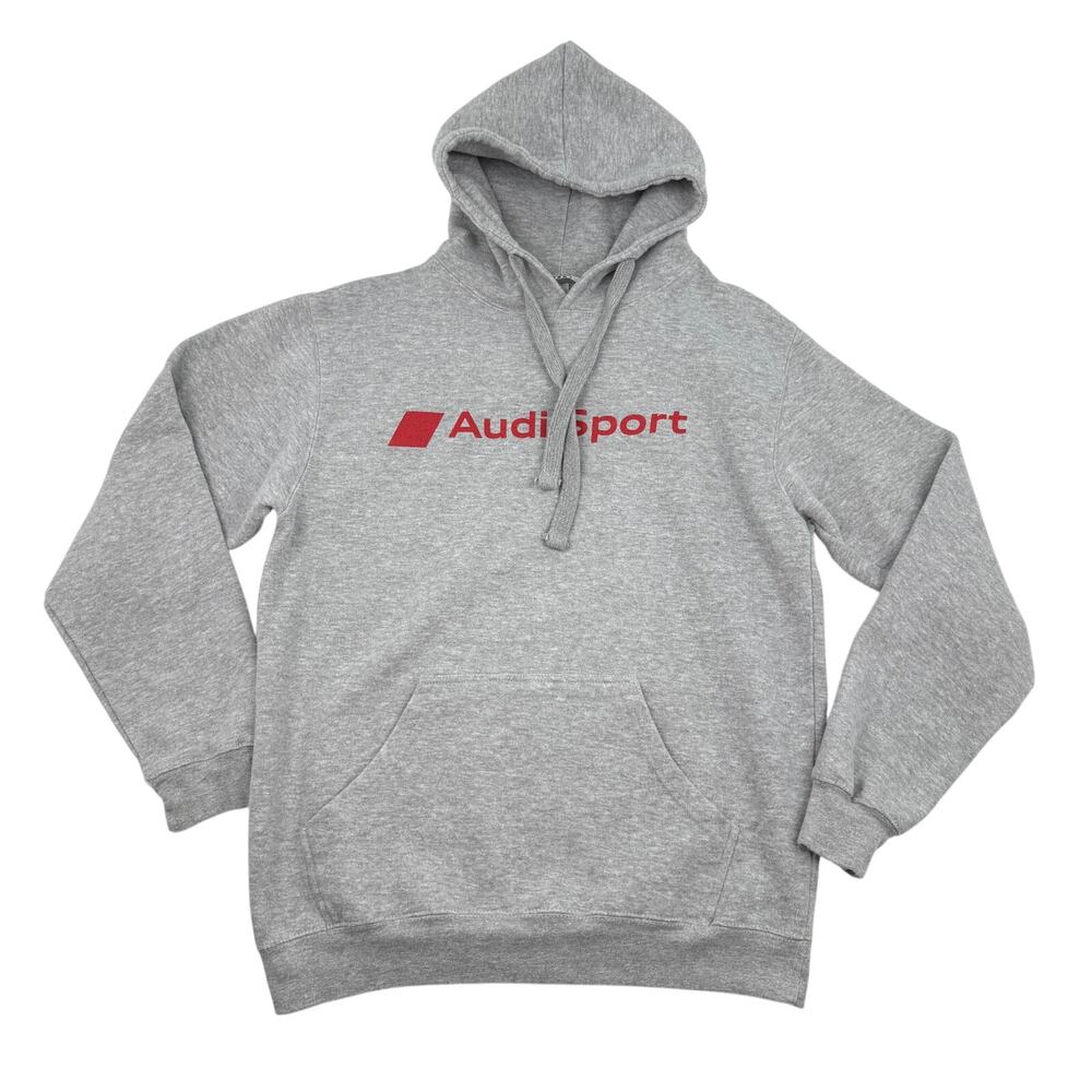 Audi Sport Hoodie Light Gray Cotton Blend Pullover Size M Athleisure Loungewear